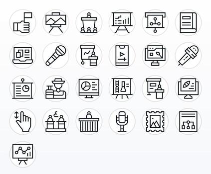 Presentation Modern Collection with 25 Regular Line 256x256 Pixel Optimized Icons vector