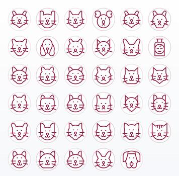 Adorable Icon Set with 35 Regular Line 128x128 Editable Graphics vector