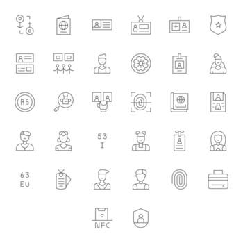 identificación diseño íconos presentando 32 detalle mejorado Delgado línea estilo vector