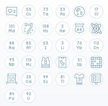 32 256x256 Delgado línea editable íconos para número proyectos vector