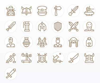 25 alto resolución íconos para batalla en monitor Perfecto regular línea formato vector