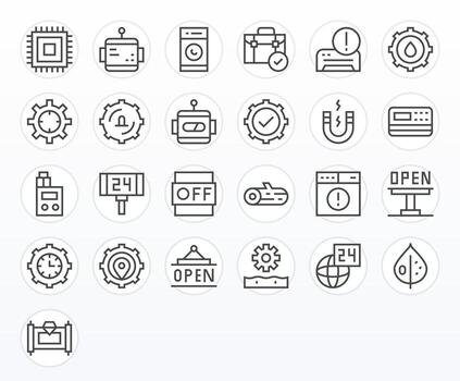 Operational Complete Package with 25 Retina Ready Regular Line Pixel Aligned Icons vector