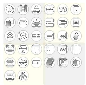 32 Icons for Stacked optimized in Detail Enhanced Retina Ready Thin Line resolution vector