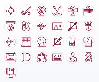 Practice Complete Package with 25 256x256 Regular Line Pixel Aligned Icons vector