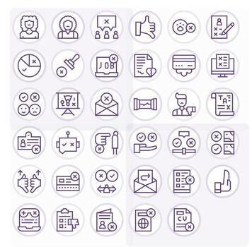 Rejection Scalable Set featuring 35 PIXEL Perfect Regular Line 128x128 Icons vector
