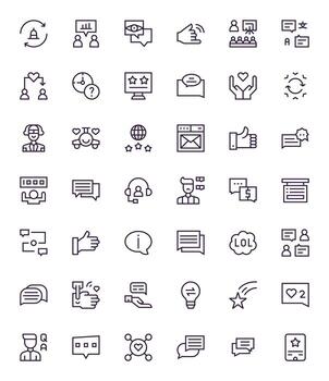 42 Icons for Feedback optimized in PIXEL Perfect High Resolution Regular Line resolution vector