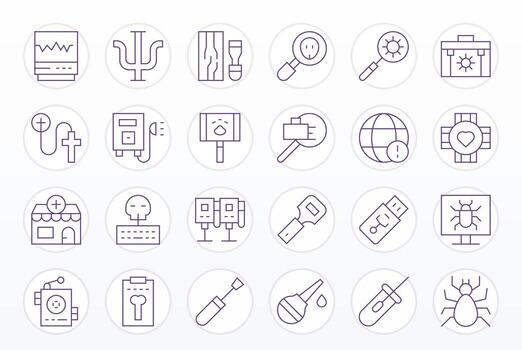 Thin Line PIXEL Perfect Icons from Diagnostic Set with 24 64x64 Icons vector