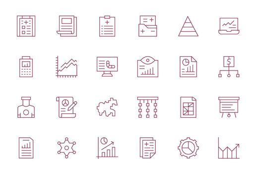 Thin Line PIXEL Perfect Icons from Chart Set with 24 64x64 Icons vector