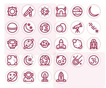 Universe Icon Set with 28 Bold Line High Resolution Editable Graphics vector