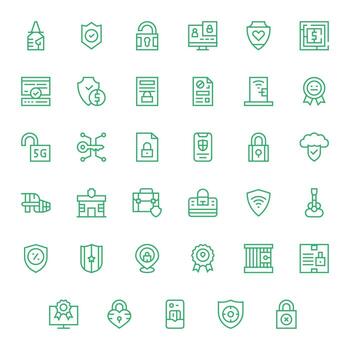 Secure Digital Pack containing 35 Pixel Optimized Regular Line 256x256 Icons vector