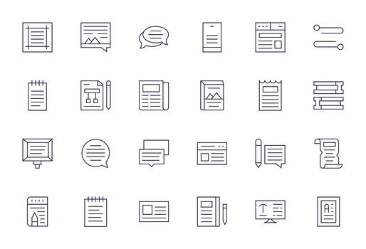 Paragraph Icon Library with 24 Thin Line 64x64 Pixel Optimized Designs vector