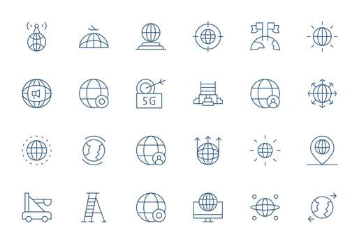 24 monitor Perfecto íconos temática alrededor alcanzar en alto resolución Delgado línea formato vector