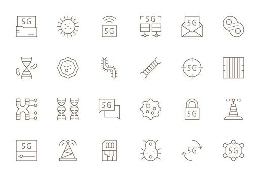 24 256x256 Thin Line Pixel Aligned Icons for Cellular Projects vector