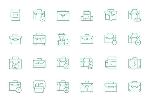 24 Thin Line Display Perfect 64x64 Icons from Briefcase Suite vector