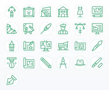 25 256x256 Regular Line Icons optimized for Sketch Detail Enhanced display vector