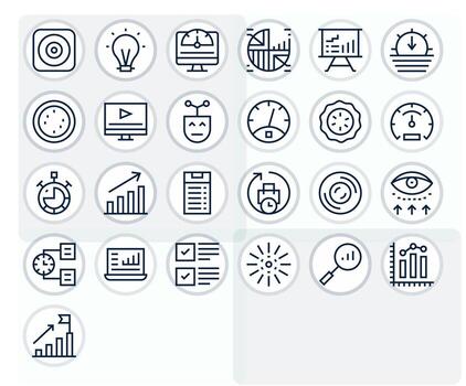 Regular Line Style Progress Bar Icons with 25 128x128 Pixel Aligned Designs vector