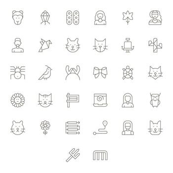 32 íconos para lineal presentando 64 x 64 editable Delgado línea gráficos vector