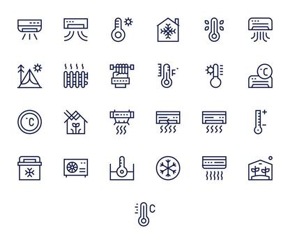 Climate Control Exclusive Set featuring 25 Regular Line Pixel Optimized High Resolution Icons vector