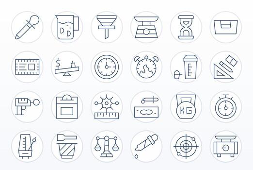 Measure Ultimate Package with 24 High Resolution Thin Line Detail Enhanced Icons vector
