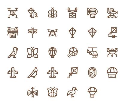 28 Icons for Flying optimized in Grid Fitted 256x256 Bold Line resolution vector