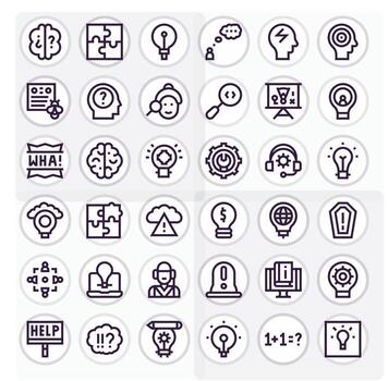 Problem Solving Graphics featuring 36 Bold Line Grid Fitted Retina Ready Designs vector