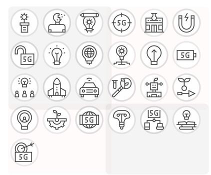 25 256x256 regular línea íconos optimizado para innovación píxel optimizado monitor vector