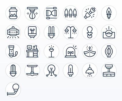 25 128x128 Regular Line Icons optimized for Lamp Editable display vector