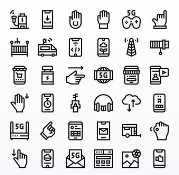 36 alto resolución íconos para móvil en detalle mejorado negrita línea formato vector