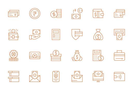 24 256x256 Icons for Banking in Editable Thin Line Format vector