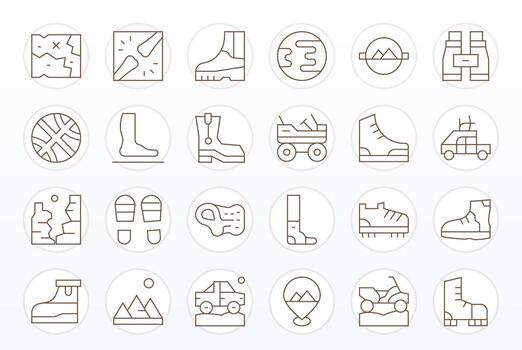 Terrain Icon Library with 24 Thin Line 128x128 Editable Designs vector