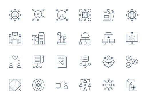 Sharing Professional Set with 24 Thin Line Grid Fitted 128x128 Icons vector