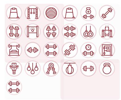 25 Icons for Strength Training featuring 64x64 Pixel Aligned Regular Line Graphics vector