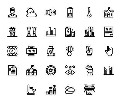 28 Pixel Aligned Bold Line Icons designed for High Interface vector