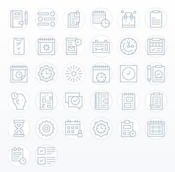32 64x64 Thin Line Icons optimized for Task Pixel Optimized display vector