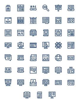 Webpage Icon Collection with 45 High Resolution Bold Line Designs vector