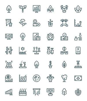 Growth Design Icons featuring 42 Pixel Optimized Regular Line Style vector