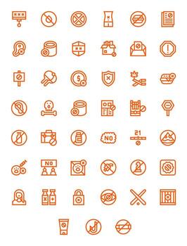 45 Display Perfect Bold Line Icons designed for Not Allowed Interface vector