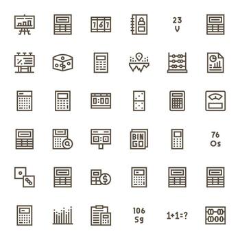 36 Bold Line Display Perfect Icons tailored for Numbers 256x256 interface vector
