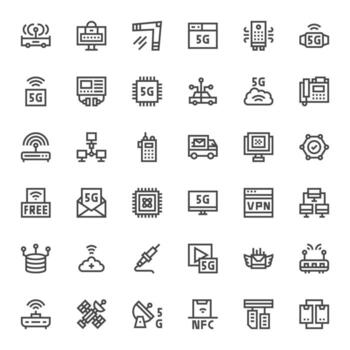 Bold Line Pixel Optimized Icons from Data Transmission Set with 36 Retina Ready Icons vector