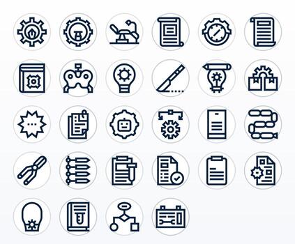 Procedure Scalable Set featuring 28 Grid Fitted Bold Line 64x64 Icons vector