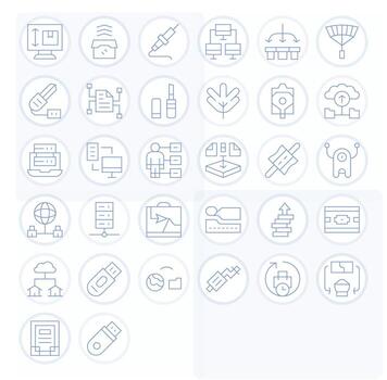 Data Transfer Graphics featuring 32 Thin Line Pixel Optimized 256x256 Designs vector