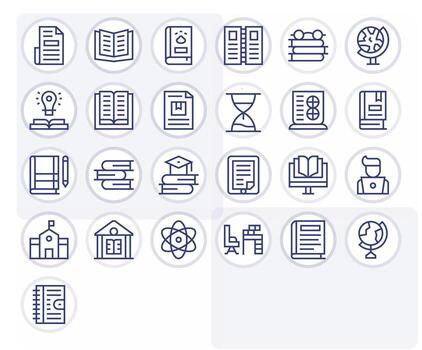 Study Comprehensive Bundle with 25 PIXEL Perfect Regular Line High Resolution Icons vector