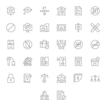 Restricted Access Professional Set with 32 Thin Line Detail Enhanced 128x128 Icons vector