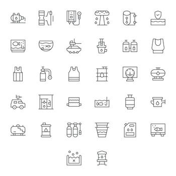 tanque escalable conjunto presentando 32 píxel optimizado Delgado línea 64 x 64 íconos vector