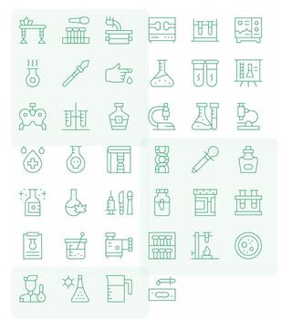 Lab Icon Library with 40 Thin Line 128x128 Pixel Aligned Designs vector