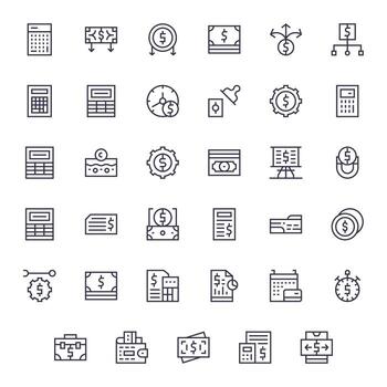 35 Icons for Expense optimized in Editable 256x256 Regular Line resolution vector