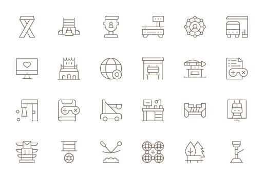 Platform Modern Collection with 24 Thin Line 128x128 Pixel Aligned Icons vector