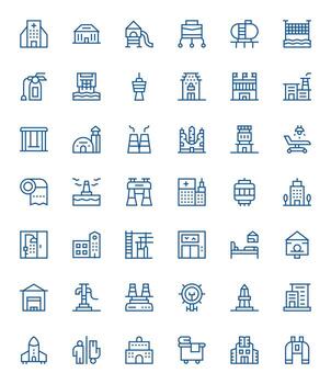 Facility Icon Toolkit featuring 42 Editable 256x256 Regular Line elements vector