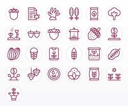 25 Regular Line Pixel Optimized Icons for Seed Graphics vector