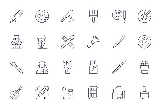 24 Retina Ready Thin Line Icons optimized for Artist Display Perfect display vector